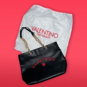 Mario Valentino Black Tote Bag With Heart Cruise Line RARE